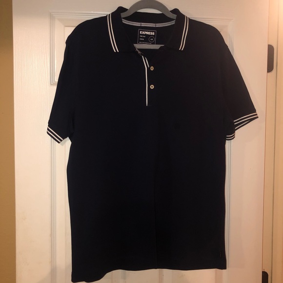 Express Other - Express Men's Navy and White Polo Top